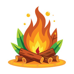 wood-campfire-set--camping-fire-firewood--signal vector image  on white background 