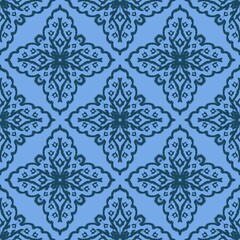 seamless pattern with blue flowers