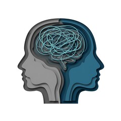 Obraz premium Understanding tangled thoughts a layered illustration of a mind grappling with complexity depicted