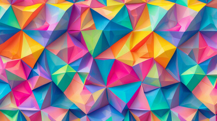 Obraz premium A vibrant explosion of colorful geometric shapes creating an energetic and joyful abstract art piece with saturated hues and a three-dimensional effect.