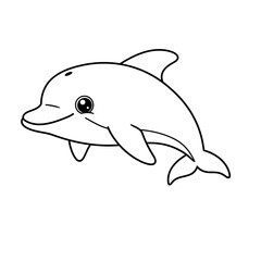 Obraz premium Adorable cartoon dolphin playful ocean creature simple line drawing perfect for coloring pages kids