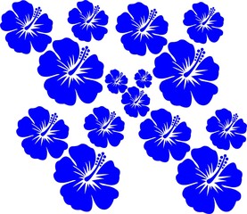 Obraz premium Illustration of blue hibiscus flowers 