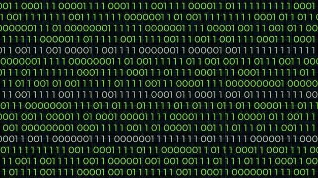  binary digit animated background. binary, code, computer language, virtual technology or software encryption. binary code, algorithm, data, and matrix motion, Yellow and white Color with alpha channe