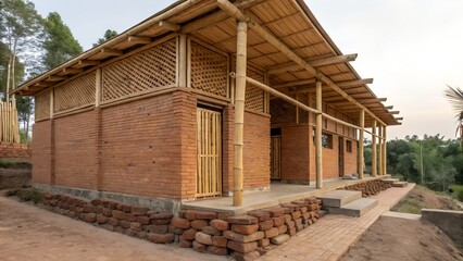 wooden house in the village
