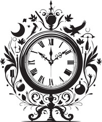 Vintage clock with Roman numerals. Antique time design. Old wall clock face design