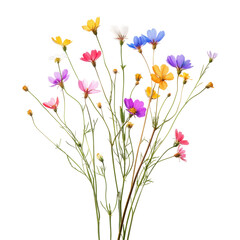 Bright Wildflowers on Transparent Background