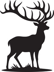 Vector deer silhouette isolated on white background.