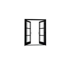 Open door silhouette on white background