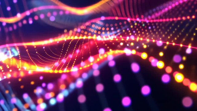 Bunte Leuchtende Punktmuster Wellenanimation Hintergrund