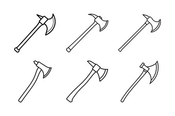 A set of axe line art vector art illustration