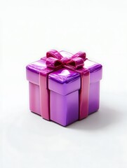 Obraz premium Magenta Gift Box with Glossy Bow - Ideal for Celebrations and Surprises 