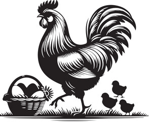 hen silhouette design on a white background