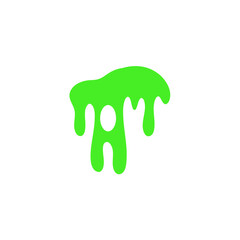 Green slime drop. Liquid paint sauce drip. Vector illustration