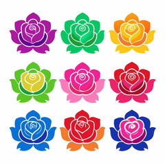 Rose Colorful set bundle vector design