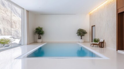 Luxurious indoor pool area with panoramic views