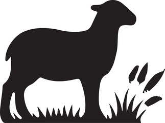 silhouette sheep manger isolated design vector illustration eps 10