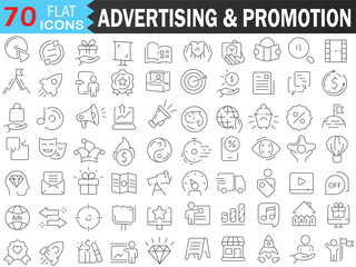 Advertising and promotion icons set. Thin Line Vector Collection. Editable Stroke Vector Pack EPS 10