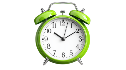 green alarm clock on a background.