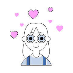 Cute Girl With Floating Hearts