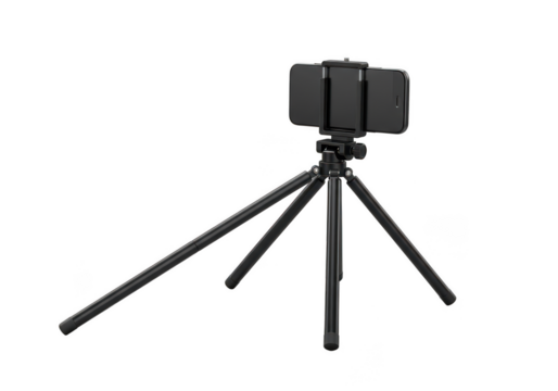Phone tripod stand for video recording and photography tool on transparent background