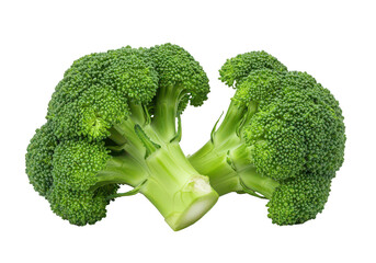 Fresh green broccoli vegetable healthy food close up isolated on transparent background
