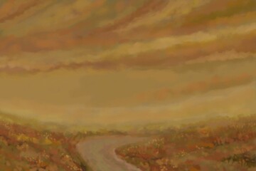 Landscape Painting - digital painting. The picture is painted by hand on a tablet.  © neurostructure