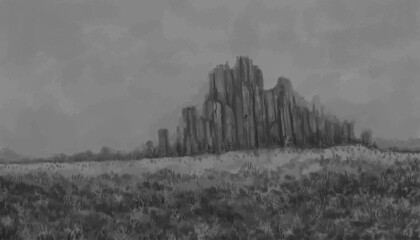 Landscape Painting - digital painting. The picture is painted by hand on a tablet.  © neurostructure