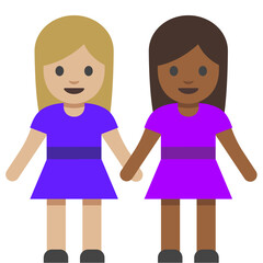 Blonde and Dark-Skinned Girls Holding Hands
