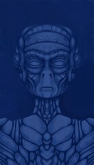 Alien creature, sketch - digital painting. The picture is painted by hand on a tablet. © neurostructure