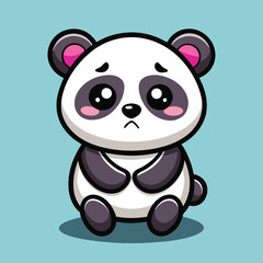 Naklejka premium Sad panda cartoon illustration (1)