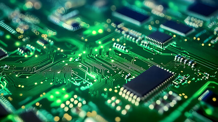 Obraz premium Close Up View Of Circuit Board Technology Components