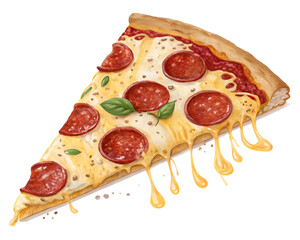 Whole Pepperoni Pizza with Vegetables on White Background – High Resolution Cutout