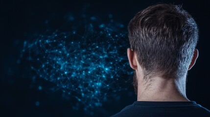 Fototapeta premium Man with Neural Network Connection, AI, Technology