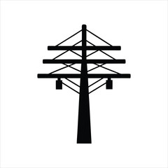 Electric Pole Silhouette Vector Icon Design