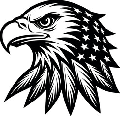 Stylized Bald Eagle Head with American Flag Colors