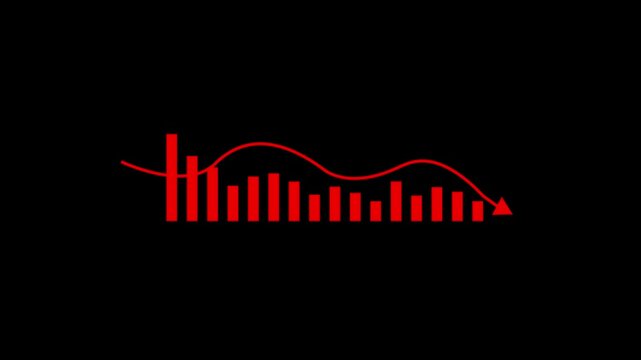 Cost reduction business finance concept. Businessman with virtual screen of Cost reduction graph with down arrow for budget management and cost management.