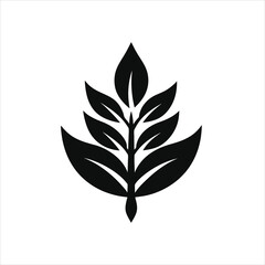 Minimalist Tribal Bay Leaf Silhouette on White Background
