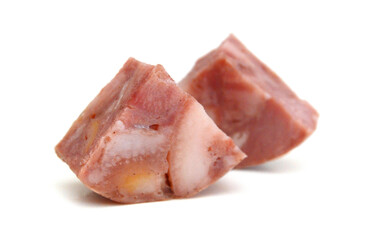Front view of folded slice of lean pork ham