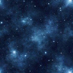 Fototapeta premium Seamless illustration background with twinkling stars, distant galaxies. Dark space expanse, capturing beauty, mystery of cosmos. Ideal for science projects, tech, design, space exploration.