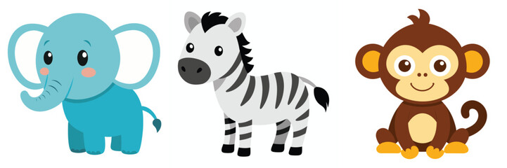 bundle of cartoon animals, cartoon animal vector design