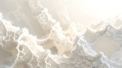 Obraz premium Abstract background featuring soft, layered white and beige textures resembling clouds, smoke, marble, or delicate foam. Ethereal, light, and subtle design. 