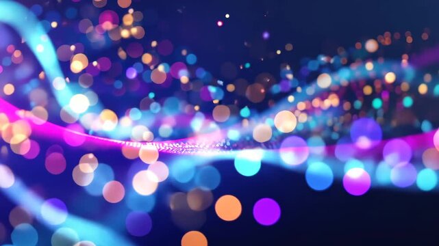 Glitzernde Bunte Bokeh Partikelwellen Animation Hintergrund