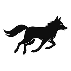 Silhouette of wolf on white background
