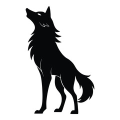 Silhouette of wolf on white background