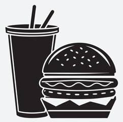 a fast food silhouette vector art illustration, fast food and drink