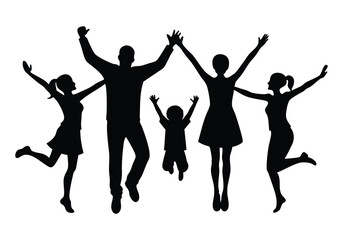 Family silhouettes, Happy family silhouette
