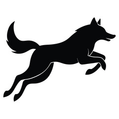 Silhouette of wolf on white background