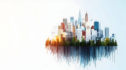 Obraz premium Digital Art Cityscape With Multicolored Buildings And Pixelated Effects