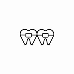 dental outline braces icon sign vector