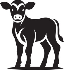 vector illustration of a black cow